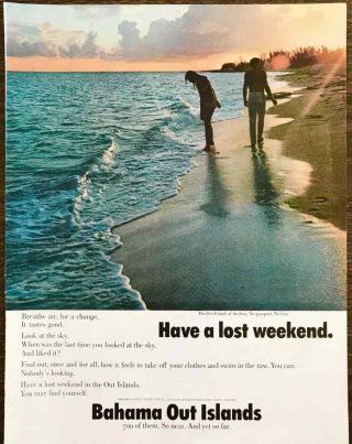 1968 Bahama Islands Tourist Office Print Ad Have A Lost Weekend