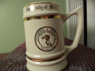 Vintage But University Of Montana Beer Stein Mug Gold Lettering Stoneware