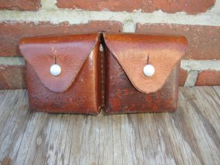 Vintage Swiss Army Leather Double Ammo Belt Pouch O.  Schmid Sattler