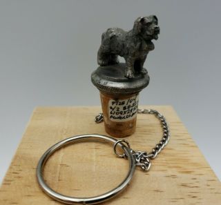 Vintage Wtu Pewter St.  Bernard Dog Wine Bottle Stopper Cork & 6 " Chain