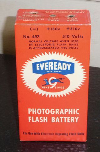 Vintage Eveready Photographic Flash Battery No.  497,  510 Volts