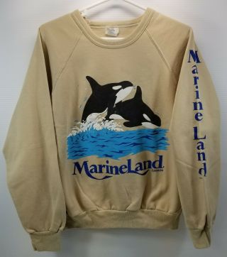 Vintage Marineland Niagara Falls Canada Souvenir Gift Shop Sweatshirt Whales 80s
