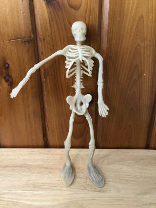 12” Vtg Bendable Rubber Bendy Skeleton Halloween Glow In The Dark Figure Rare