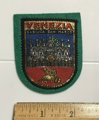 Venezia Venice Italy Basilica San Marco Italian Green Felt Woven Patch Badge