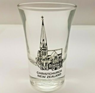 Vtg Christchurch Zealand Souvenir Cathedral Square Shot Glass Clear