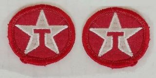 2 Vintage Texaco Gas Fuel Motor Oil Uniform Patch Sign Red Circle T Star Xxxxx