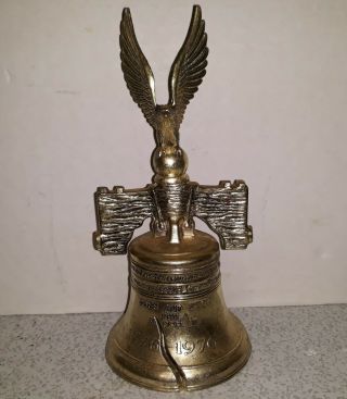 Vintage Metal Patriotic Eagle Liberty Bell 1776 1976 Bicentennial Gold Tone