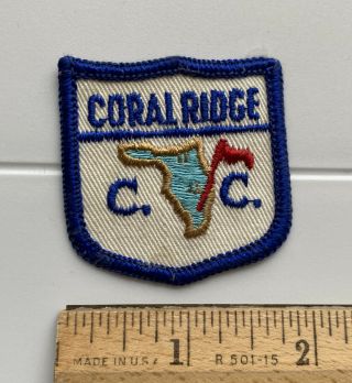 Coral Ridge Country Club Fort Lauderdale Florida Fl Golf Course Souvenir Patch