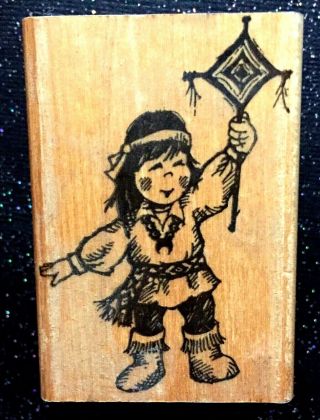 Vintage Rubber Stamp " Dancing Indian Girl " By Stampendous 2 1/2 X 1 1/2 "