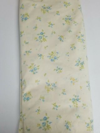 Vintage Wamsutta King Fitted/ Bottom Sheet Blue Roses/ Floral & Off White