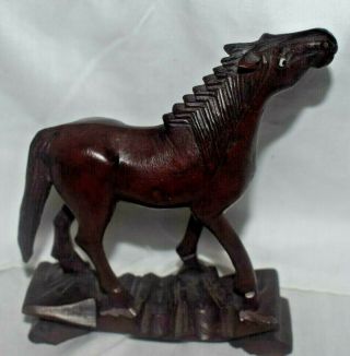 Estate=vintage Resin 5 " Brown Horse,  Molded Made To Look Like Carved,  Stunning