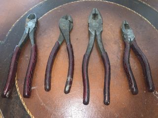 Vintage Klein Grip Lineman’s Pliers And Cutters Various Companies
