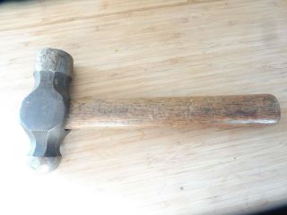 Vintage Engineers Short Wooden Handled Ball Pein 2 Lb Hammer W Glenday