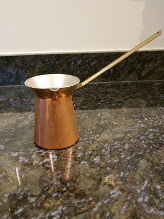 Vintage Copper Turkish Coffee Pot Brass Handle Kitchen Decor