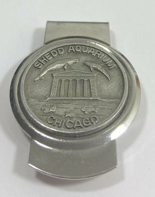 Shedd Aquarium Chicago Illinois Silver Tone Metal Collectible Money Clip