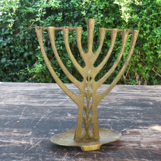 Vintage Tamar Brutalist (israel) Hanukkah Menorah Tree Of Life (1968) Mcm Design