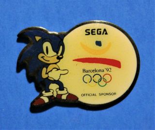 Sonic The Hedgehog - Barcelona Olympic - Vintage 1992 Sega Video Game Lapel Pin