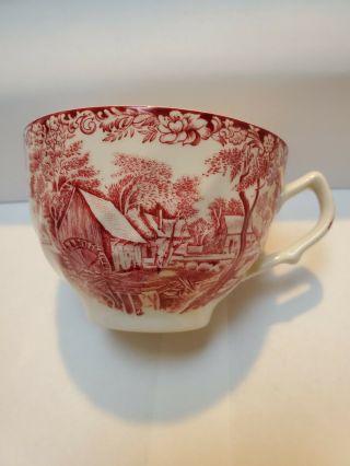 Vintage Red White Transferware Tea Cup Made In England Gently