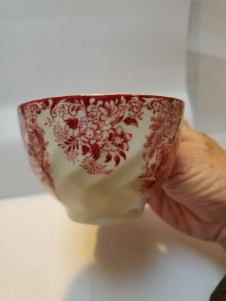 Vintage Red White Transferware Tea Cup Made In England Gently 2