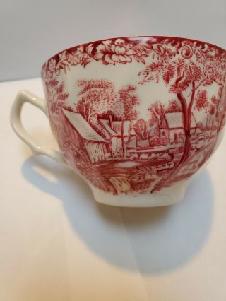 Vintage Red White Transferware Tea Cup Made In England Gently 3
