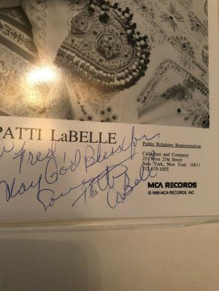 PATTI LaBELLE - vintage Signed 8 x 10 Photo Autograph w/ Godmother of Soul 2