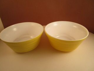 Vintage Hazel Atlas Moderntone Platonite Yellow Set Of 2 Cereal Bowls A