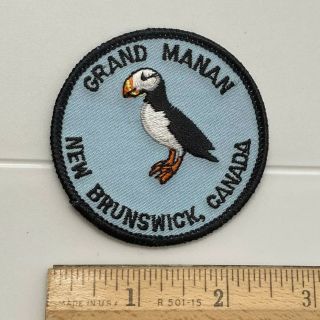 Grand Manan Brunswick Canada Puffin Bird 2.  5” Round Embroidered Patch Badge