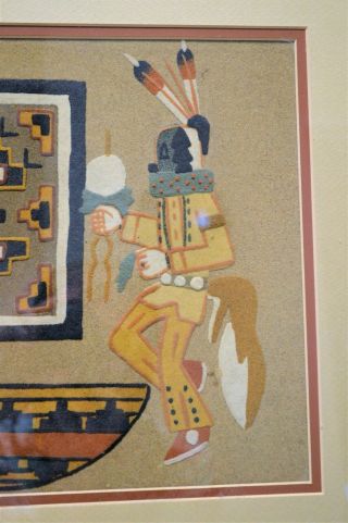 Navajo Sand Painting - Yeibichai Dancer,  Basket,  Rug - Native American - Vintage 3