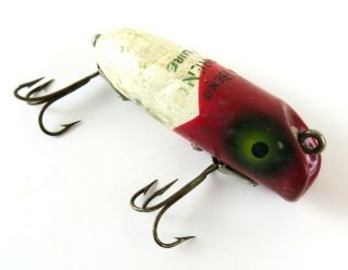 Vintage South Bend Spin Oreno Wood Crankbait Fishing Lure,  White W/red Head