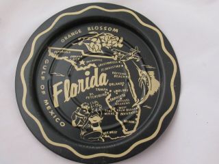 Vintage Florida map souvenir tin tray with 4 coasters 11 