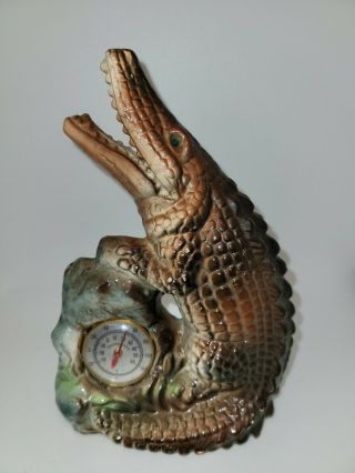 Vintage Ceramic Florida Alligator Thermometer See Pictures
