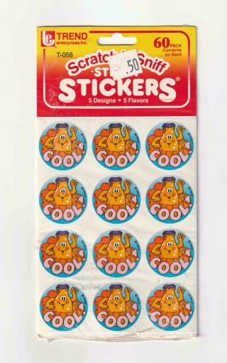 Vtg 80’s Trend 60 Pack Scratch N Sniff Stinky Stickers 5 Designs T - 058