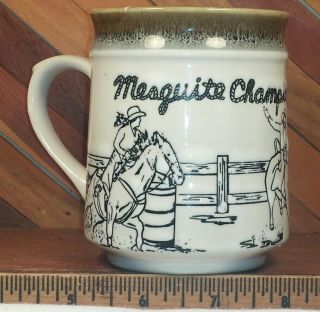 Mesquite Texas Championship Rodeo Bull Riding Cowboy Vintage Embossed Mug Cup