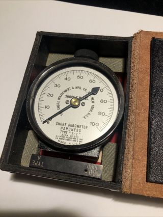 Vtg Shore Instrument Durometer Type A - 2 Astm D2240 W/ Case And Test Block