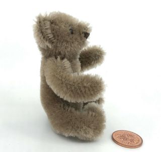 Steiff Teddy Bear Caramel Mohair Plush 11cm 4in ID Button Tag 1966 Vtg 2