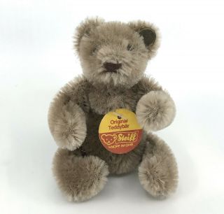 Steiff Teddy Bear Caramel Mohair Plush 11cm 4in ID Button Tag 1966 Vtg 3
