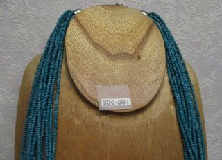 15 Strand Turquoise Vintage Native American Indian Style Seed Bead Necklace Old