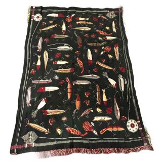 Vintage Mmw 1992 Fishing Lure Tapestry Throw