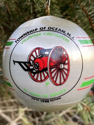 Vtg 1988 Township Of Ocean Nj Fire Dept 75th Christmas Ornament Monmouth County