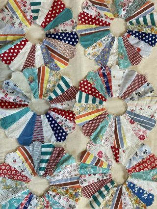 20 Vintage Dresden Plate Quilt Blocks Hand Sewn