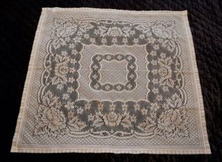 Vintage Mid Century White Lace Tablecloth Square 31 " X 30 "