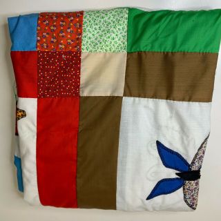 Vintage Quilt Topper Blanket Butterfly Design Patch Unfinished 91x106