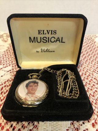 Vintage Valdawn Elvis Presley Musical Pocket Watch " Love Me Tender " W/ Box