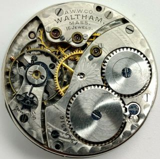 Vintage Waltham 1907 No.  165 15 Jewel 0s Watch Movement Runs For Repair