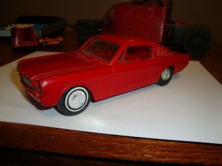 Vtg 1965 Ford Mustang Fastback Red Plasitc Toy Car 7 " Long