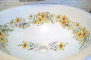 Vintage Cesame Italy Painted Porcelain Undermount Sink Black Eyed Susans/daisy