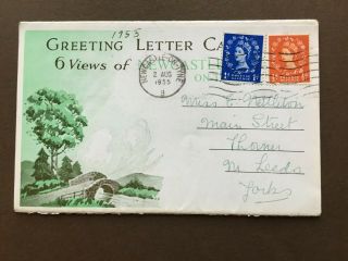 Vintage Souvenir Letter Card Of Newcastle On Tyne Posted 1955 (lot235)