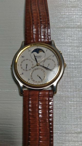 Rare Unique Multifunction Vintage 1986 Watch Seiko 7f39 - 6009 Moonphase