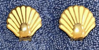 Vintage Christian Dior Shell Earrings Clip On Patent Signed Estate Find