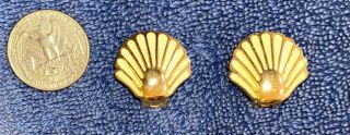 Vintage Christian DIOR Shell Earrings Clip On Patent Signed Estate Find 2